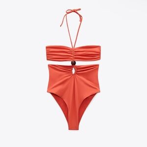 ZARA NWT BEAD BANDEAU SWIMSUIT